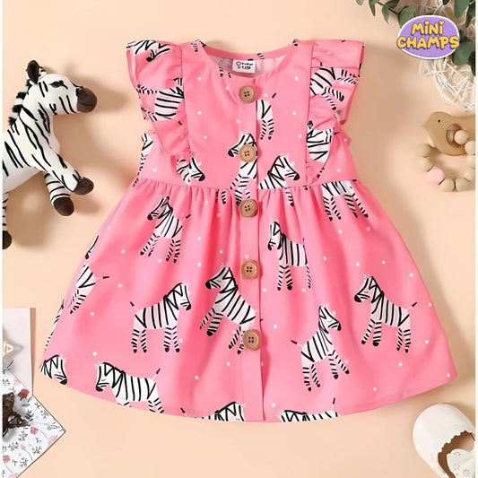 Pink Frock With Zebra Print