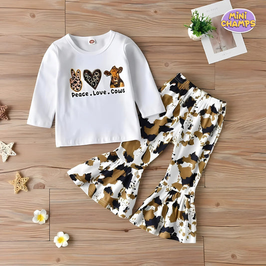 Peace-Love-Cows Printed Set - White