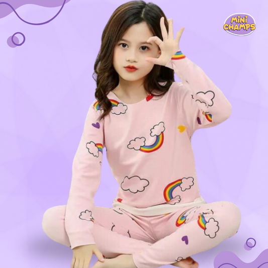 Pink Rainbow Kids Nightsuits