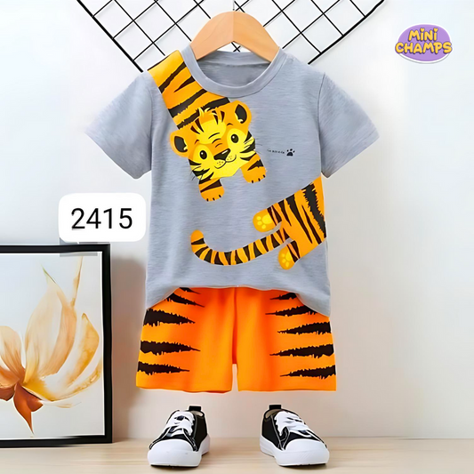 Mini Tiger Print Shorts Set