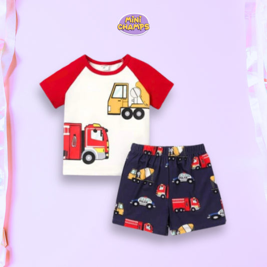 Red Truck Short Set