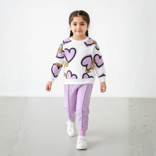 PURPLE LOVE HEART Sweatshirt and Trouser