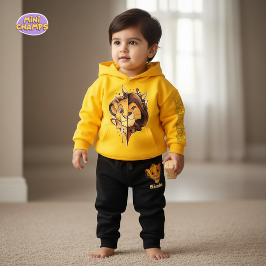 Lion Simba Hoodie With Trouser - Yellow