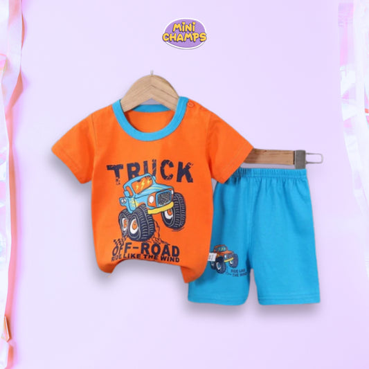 Orange Truck Off Road Kids Short Sleeve Kids Wear