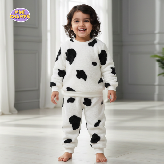 Cow Printed Sweatshirt Set