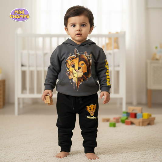 Lion Simba Hoodie With Trouser - Dark Grey