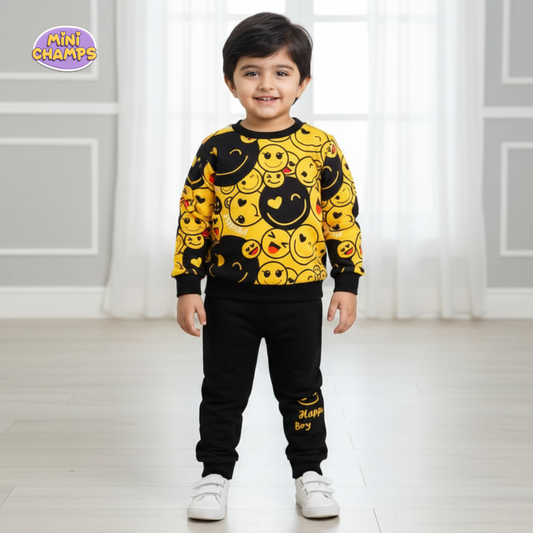 Emoji Printed Sweatshirt Set