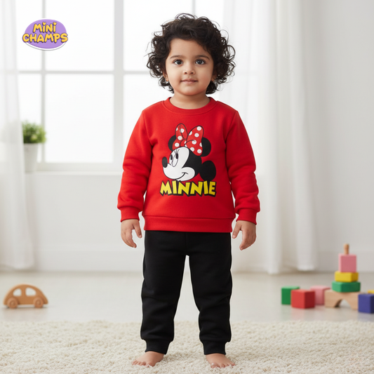 Minnie Mouse Printed Sweatshirt Set - Red