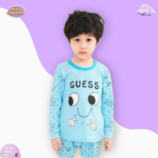 Sky Blue Guess Print Kids Wear