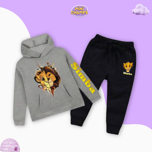 Lion Simba Hoodie With Trouser - Grey