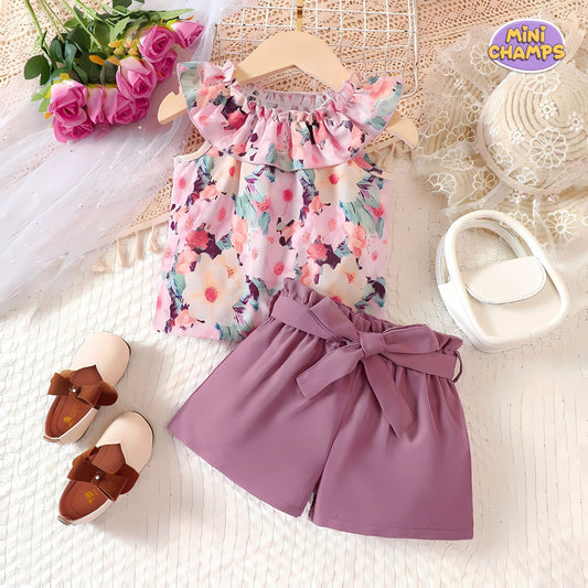 Purple Flower Print Dress