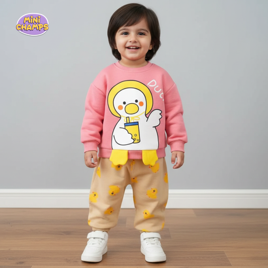 Little Duck Print Sweatshirt Set