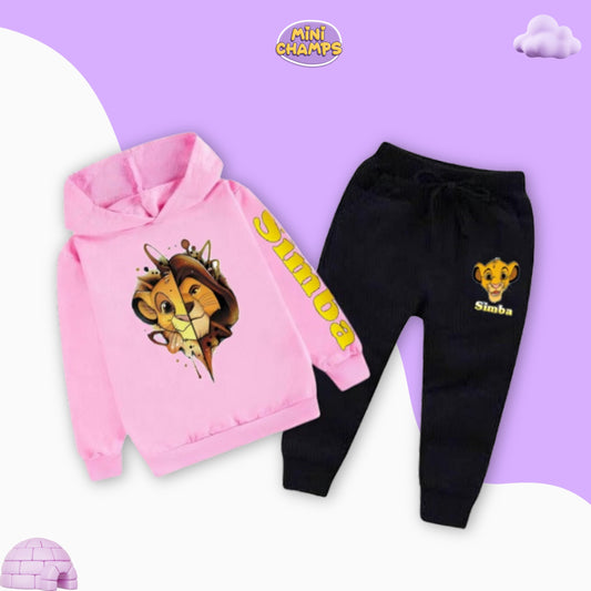 Lion Simba Hoodie With Trouser - Pink