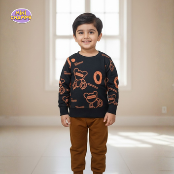 Black Printed Sweatshirt and Trouser