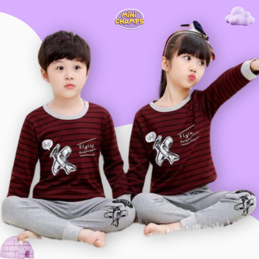 Maroon Flying Performance Print Kids Wear