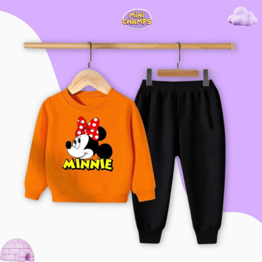 Minnie Mouse Printed Sweatshirt Set - Orange