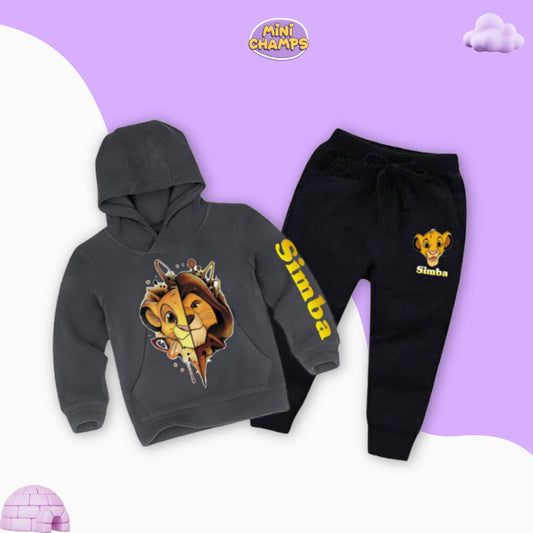 Lion Simba Hoodie With Trouser - Dark Grey