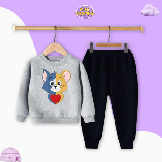 Tom and Jerry Printed Sweatshirt Set - Grey