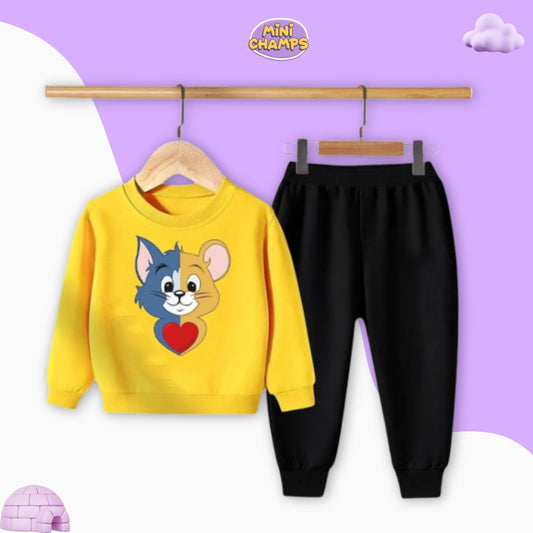 Tom and Jerry Printed Sweatshirt Set - Yellow