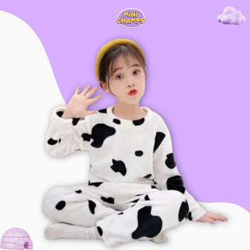 Cow Printed Sweatshirt Set