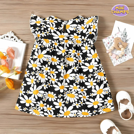 Summer Orange Floral Print Frock