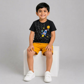 2-Piece Kids Space Explorer Printed T-Shirt Set