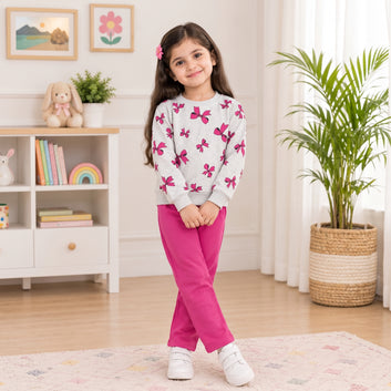 Girls Butterfly Printed Winter Tracksuit
