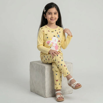 Girls’ Cute Butterfly Printed Pajama Set