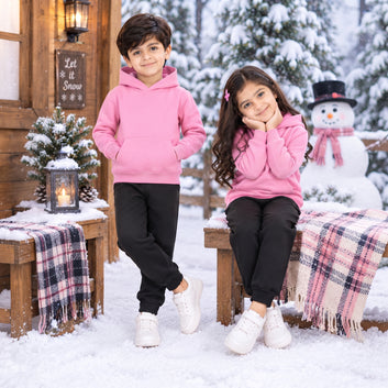 Kids Premium Red Fleece Hoodie & Black Jogger Winter Tracksuit