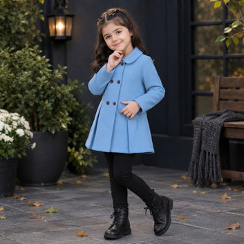 Girls Premium Double-Breasted Winter Coat