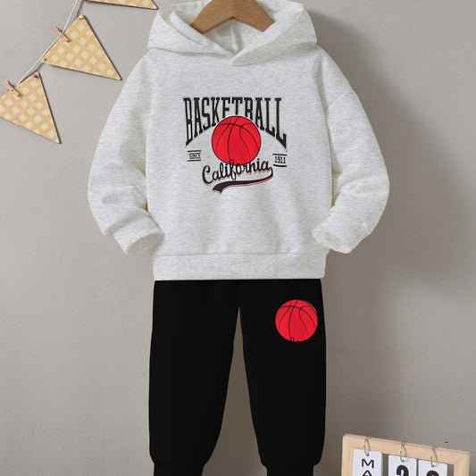 BASKETBALL Printed Sweatshirt and Trouser - White