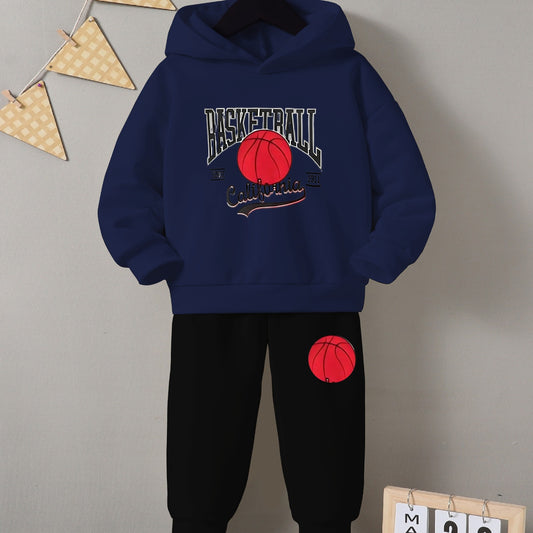 BASKETBALL Printed Sweatshirt and Trouser - Blue
