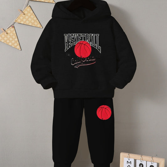 BASKETBALL Printed Sweatshirt and Trouser - Black