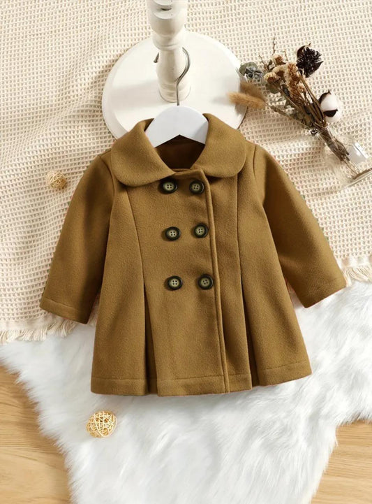 Western Style Button Kids Fleece Coat - Brown