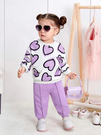 PURPLE LOVE HEART Sweatshirt and Trouser