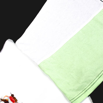 Black Light Green and White Panel T-shirt Shorts Set