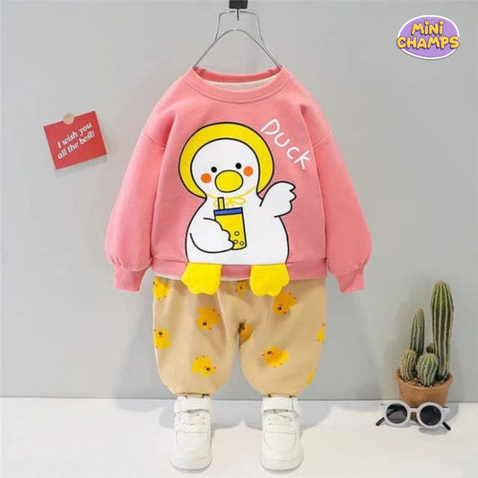 Little Duck Print Sweatshirt Set