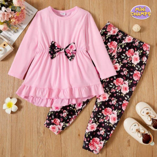 Pink & Black Floral printed Set