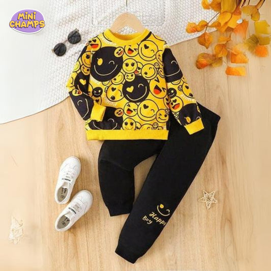 Emoji Printed Sweatshirt Set