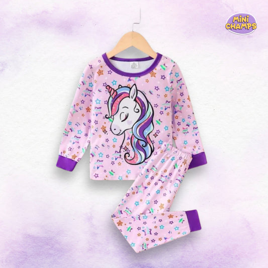 Unicorn Print Casual Kids Wear - Purple