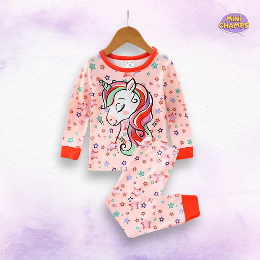 Unicorn Print Casual Kids Wear - Orange