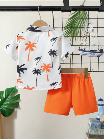 Premium Tropical Print Shirt & Shorts Set for Boys