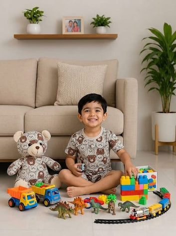 Toddler Boys' All-Over Teddy Bear Print Tee & Shorts Set